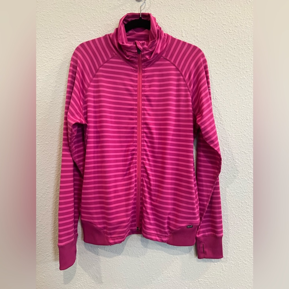 #799 Abacus Golf Pink Stripped Full Zip Mulligan Jacket Large - Picture 2 of 9